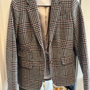 J. Crew Plaid Blazer - Black, Tan & Burgundy